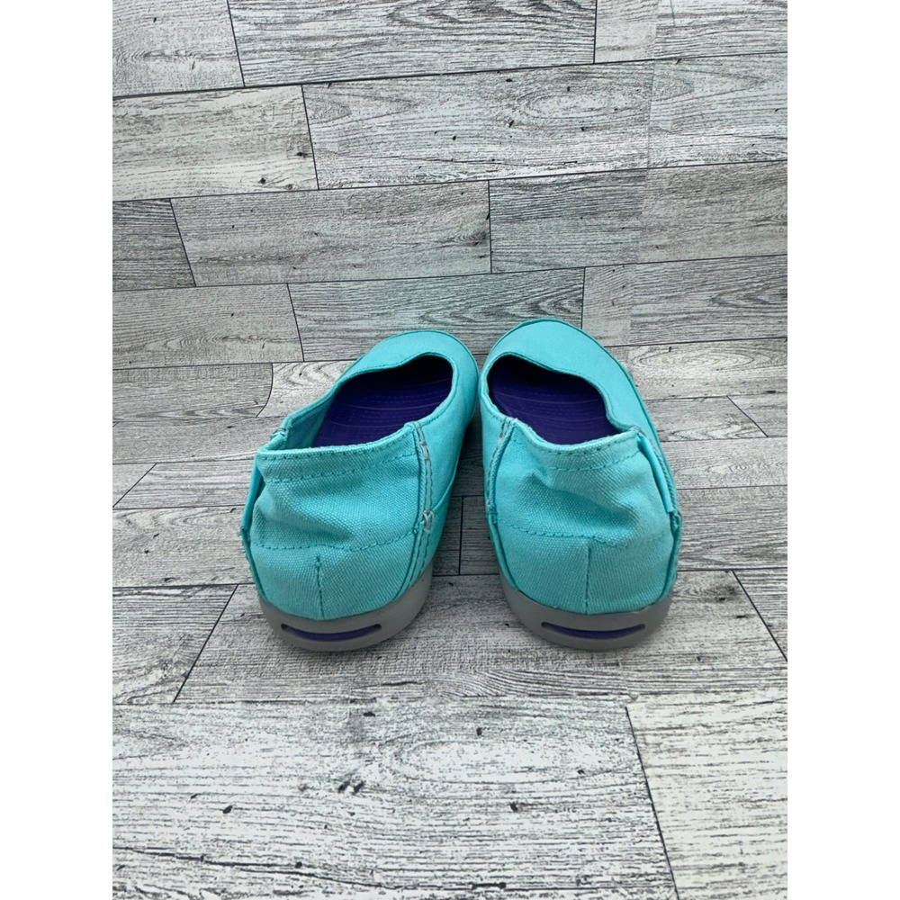 Crocs Women's Teal Canvas Ballet Flats Comfort Slip On Shoes Size 7 - Picture 5 of 10